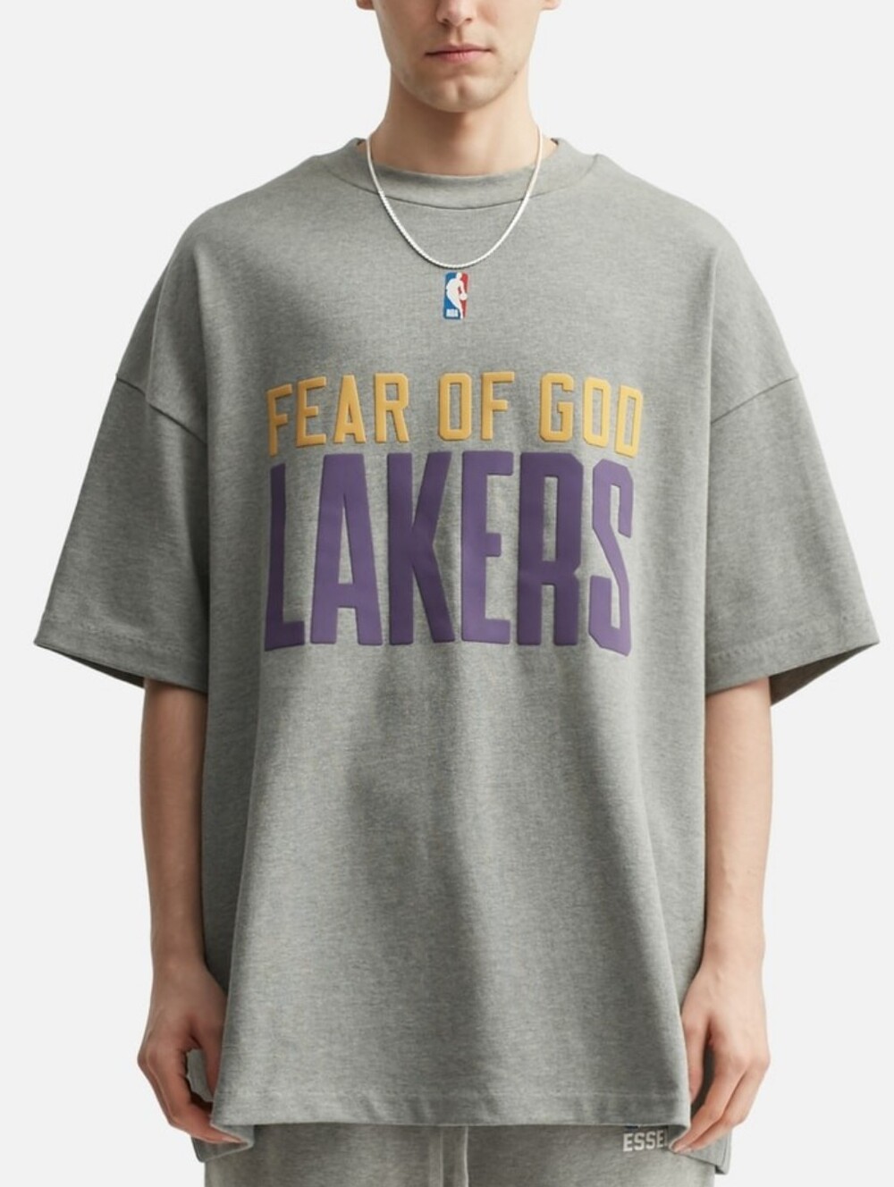 Fear of God Gray Lakers Graphic Tee with Purple & Gold Lettering 90s Tee M